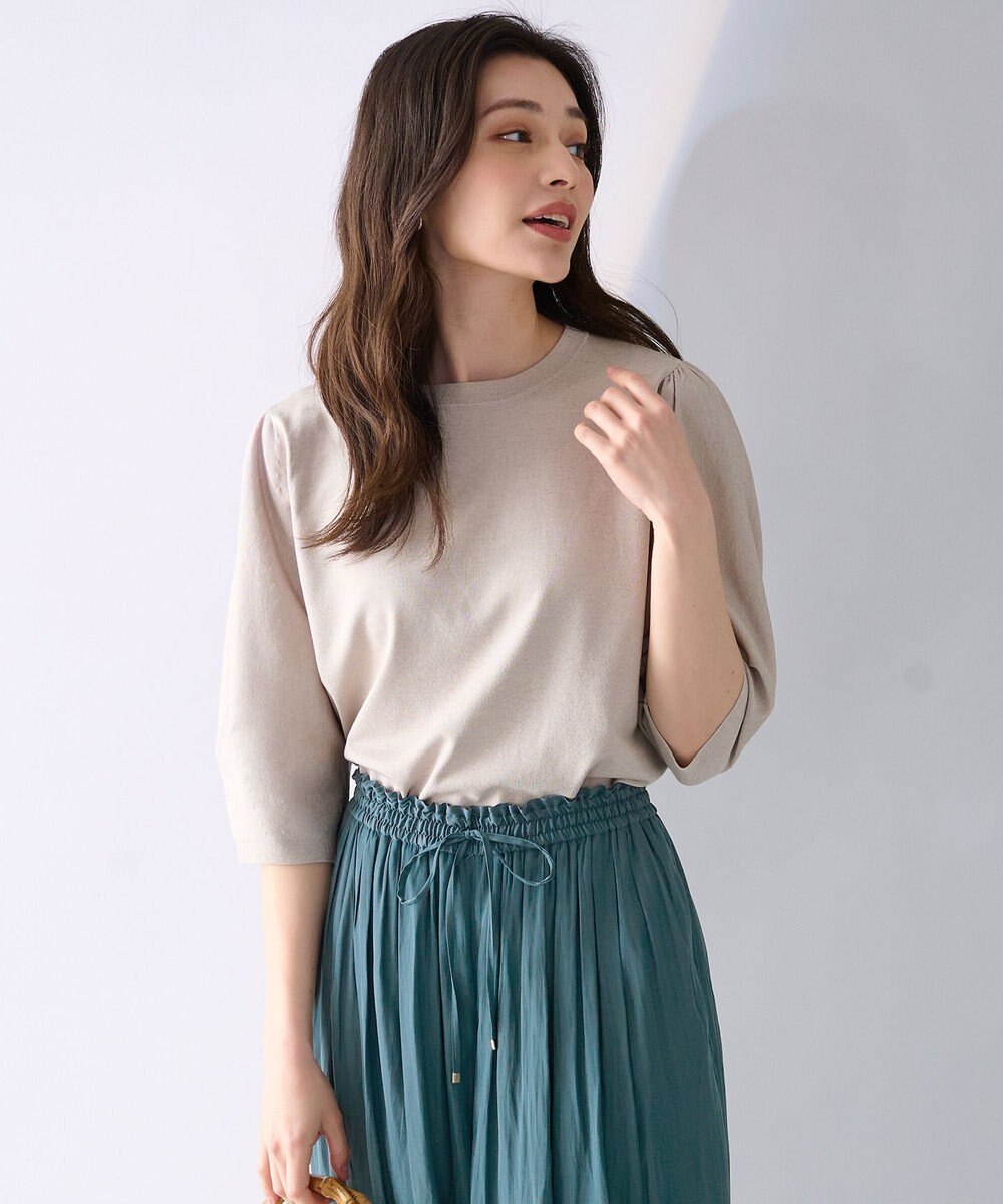 ANY 【洗濯機可】パフスリーブニットプルオーバー 