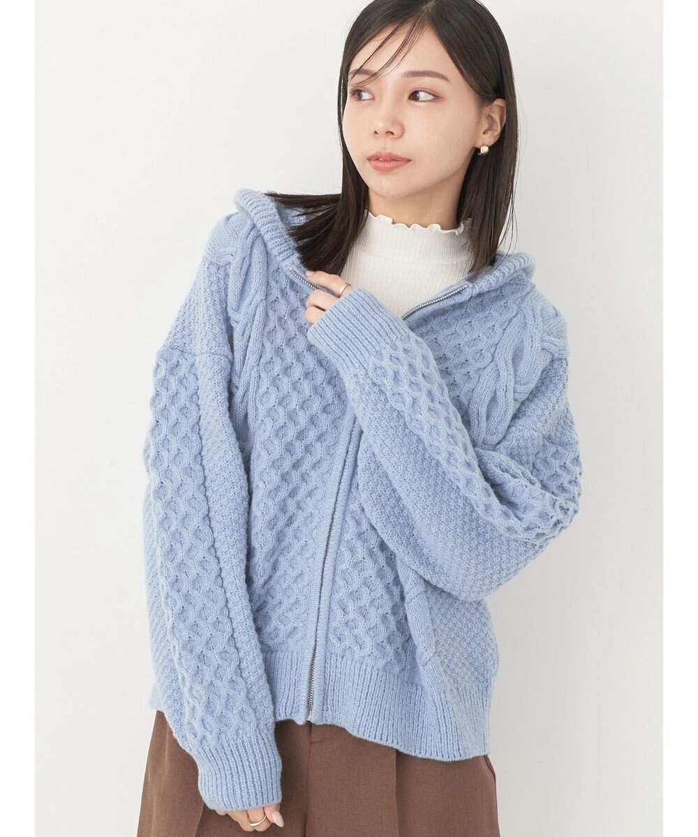 earth music&ecology ケーブルニットパーカー 