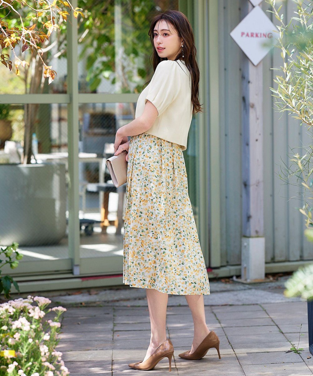 Tiaclasse 【洗える】大人華やかなノースリーブ花柄ワンピース 