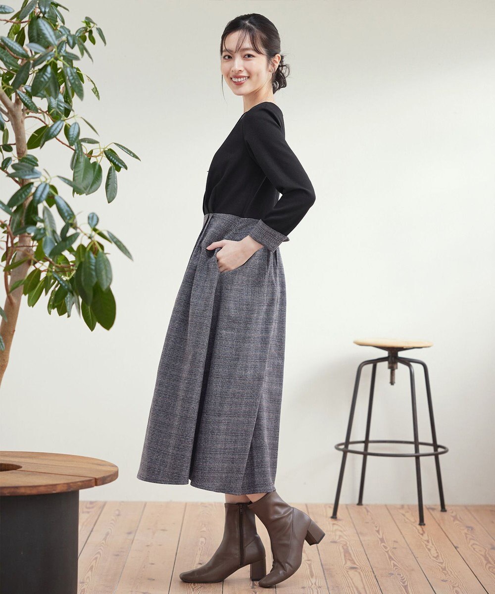 Tiaclasse 【洗える】チェックドッキングワンピース 