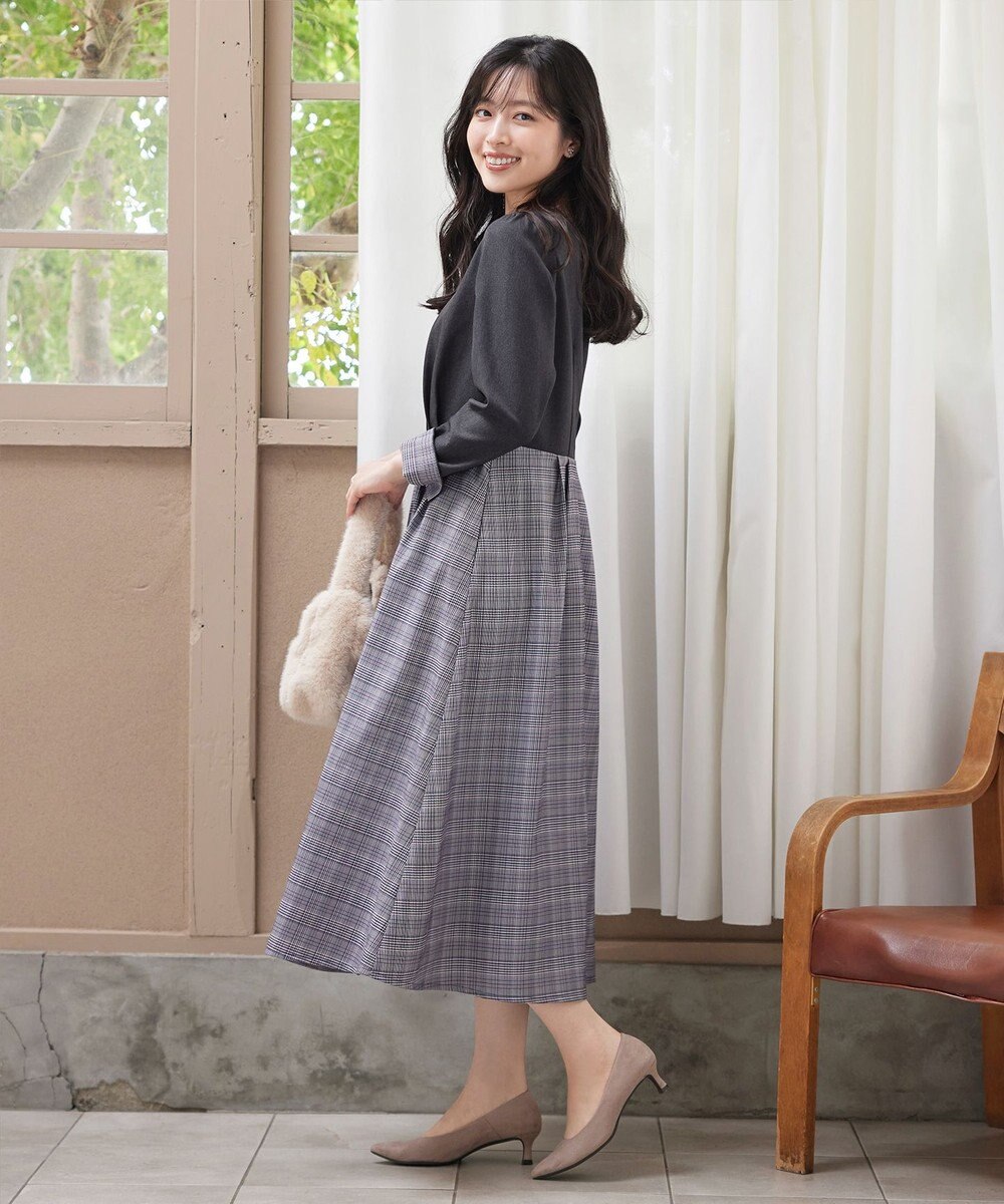 Tiaclasse 【洗える】チェックドッキングワンピース 