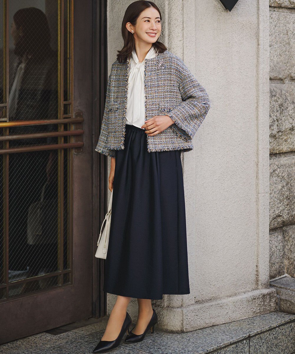 23区 L 【滝沢眞規子さん着用/Oggi掲載】ストレッチライトタイプライター 2WAY ボウタイブラウス 