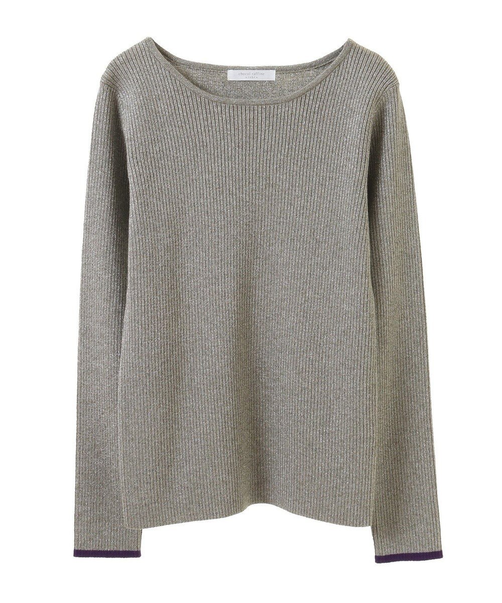 Green Parks もちっと袖配色ボートネックニットプルオーハ 