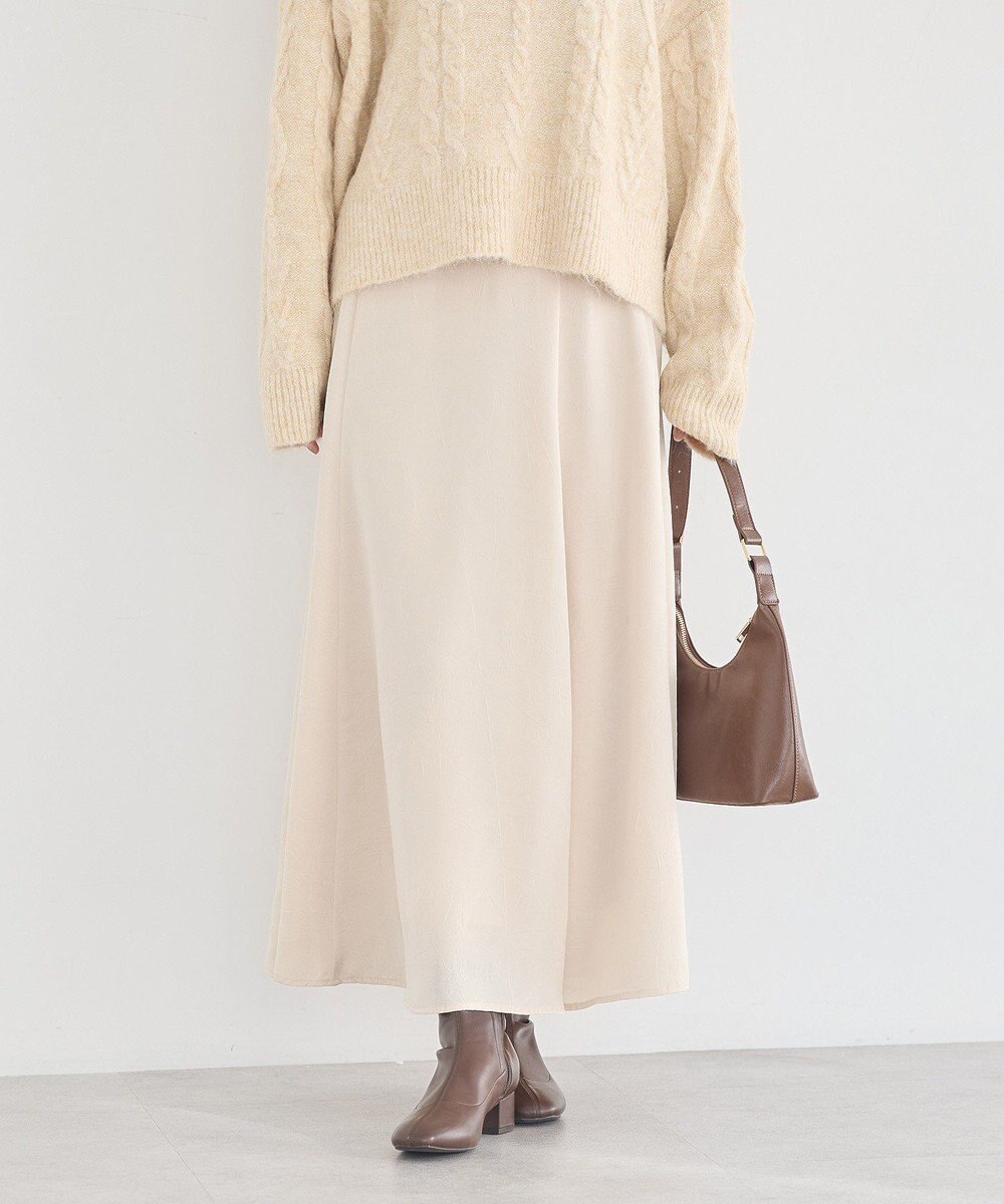 earth music&ecology サテンフレアスカート 