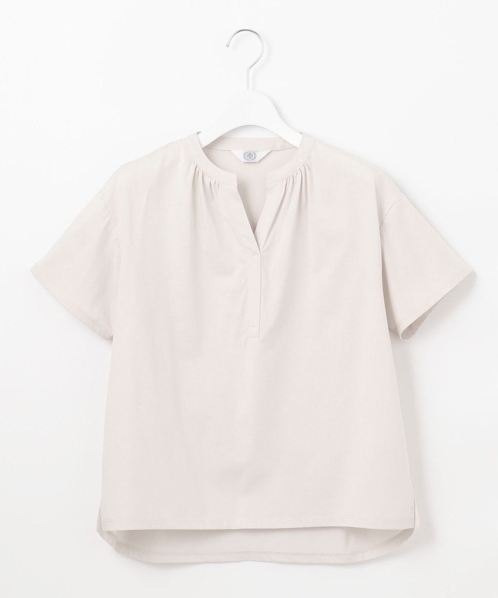 J.PRESS LADIES 【洗える・接触冷感】プレーティングジャージー バンドカラー カットソー 