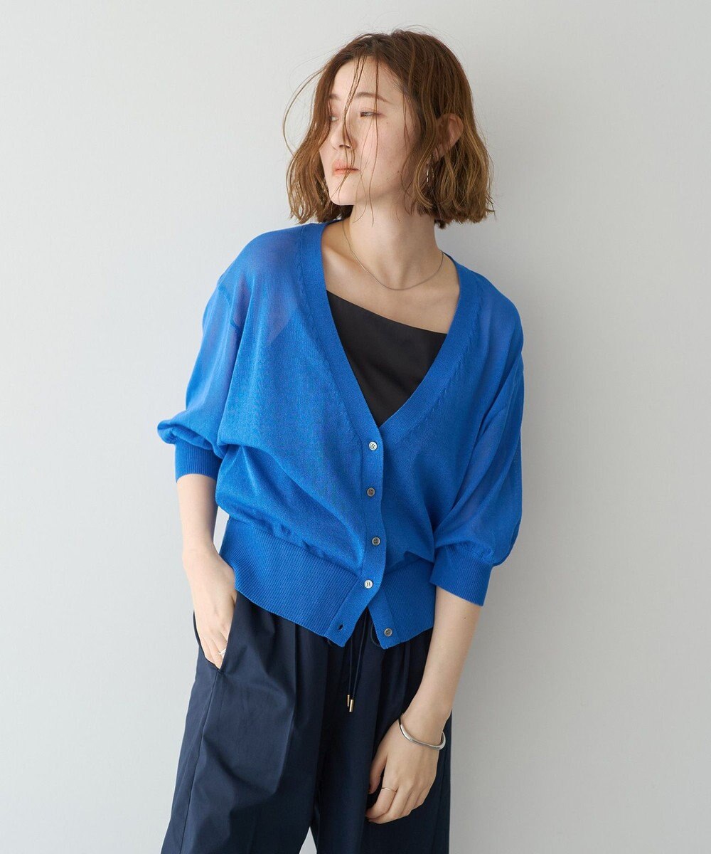 YECCA VECCA シアーニットVネックカーディガン 