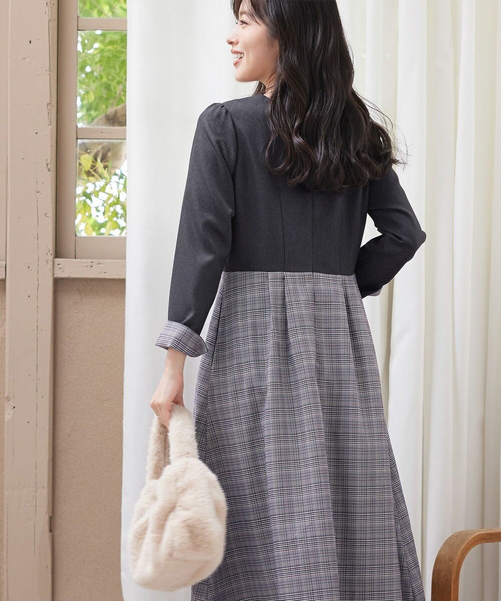 Tiaclasse 【洗える】チェックドッキングワンピース 