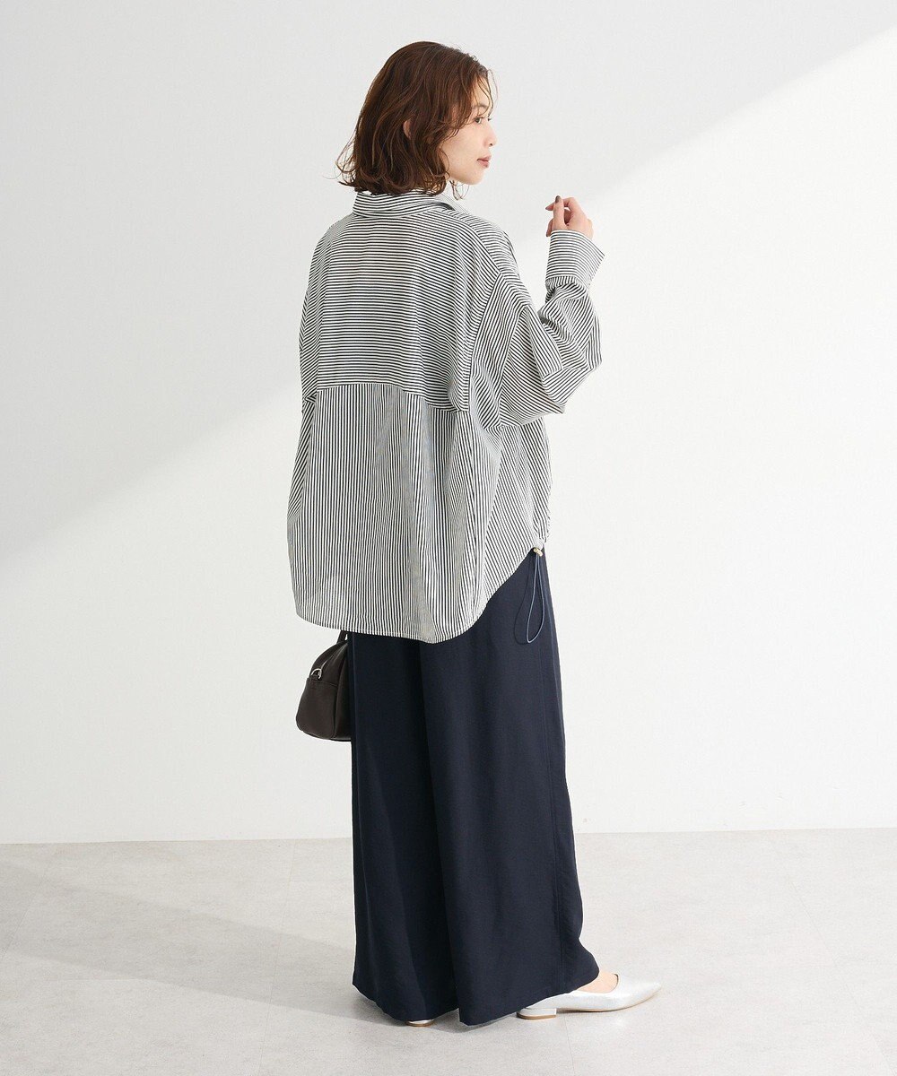 Green Parks 金ボタン裾ドロストシャツ 