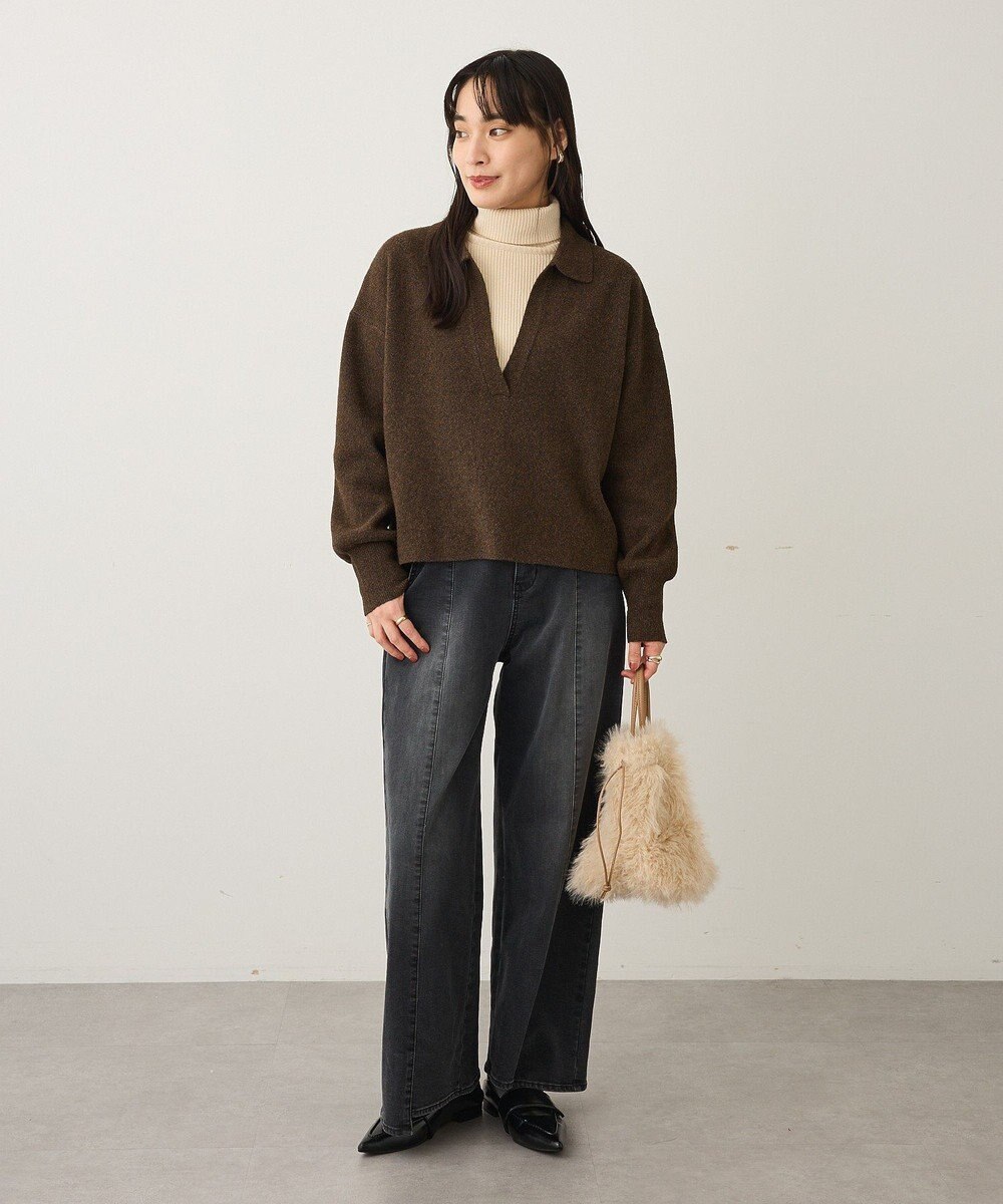 CRAFT STANDARD BOUTIQUE 裏起毛デニムワイドストレートパンツ 