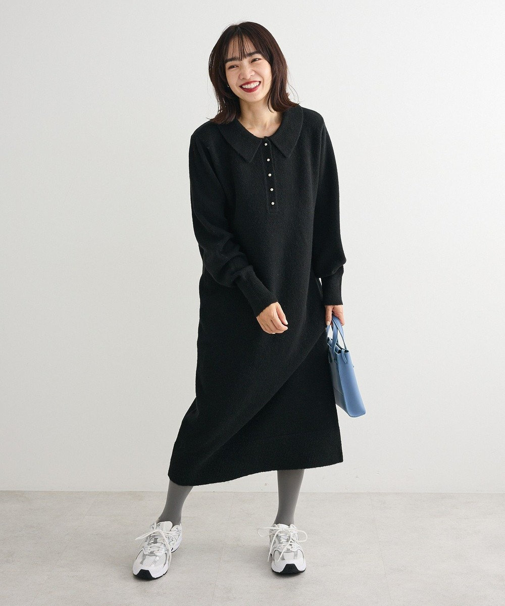 Green Parks 金釦ポロシャツニットワンピース 