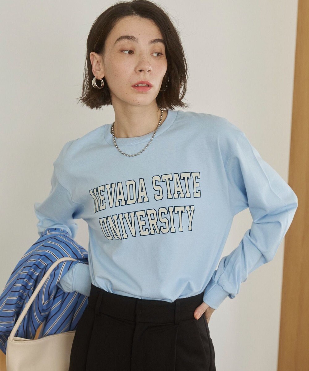 WEGO 【ANGIE VINTAGE】GILDAN カレッジロゴ オーバーサイズ プリント ロンT 