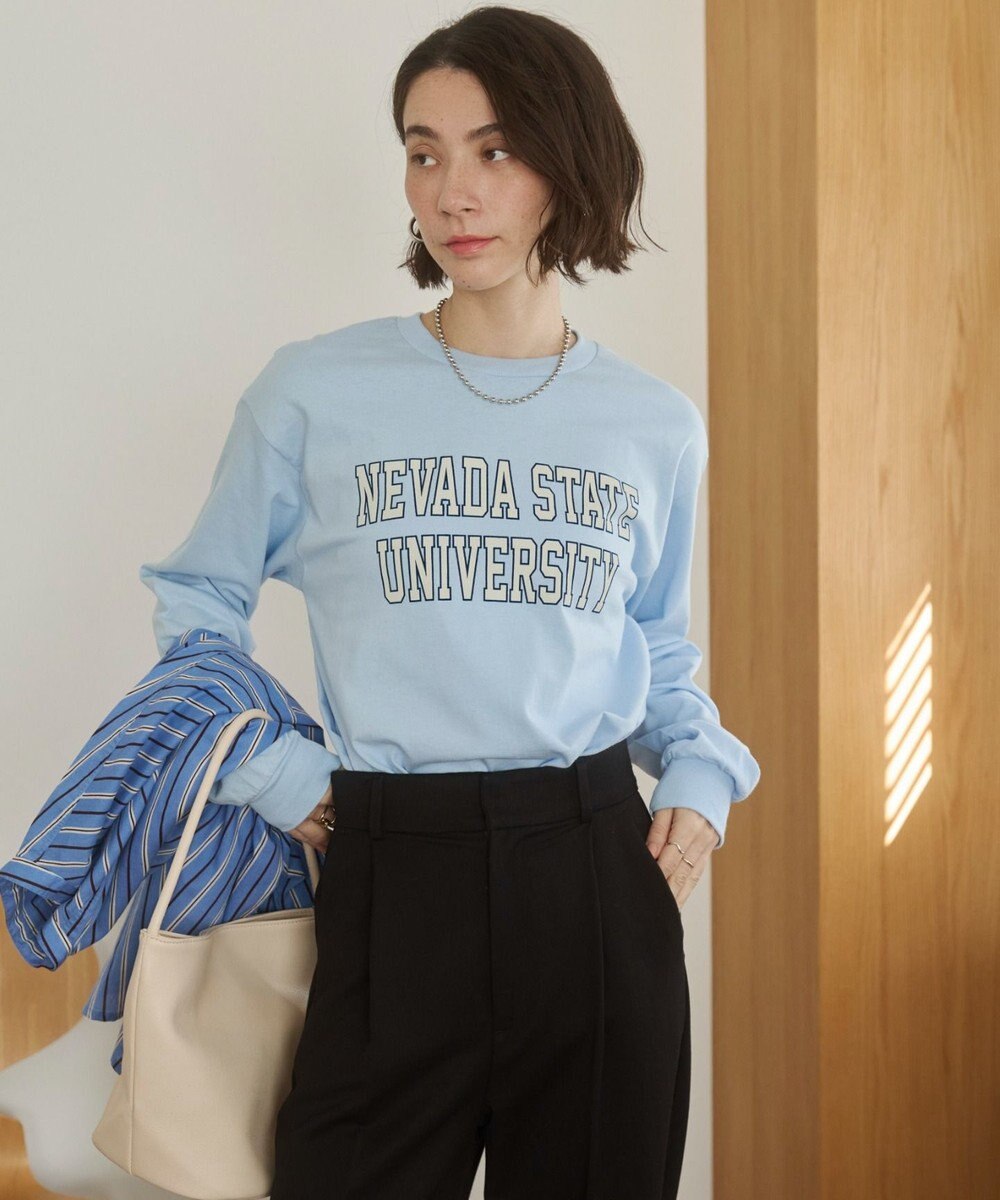 WEGO 【ANGIE VINTAGE】GILDAN カレッジロゴ オーバーサイズ プリント ロンT 