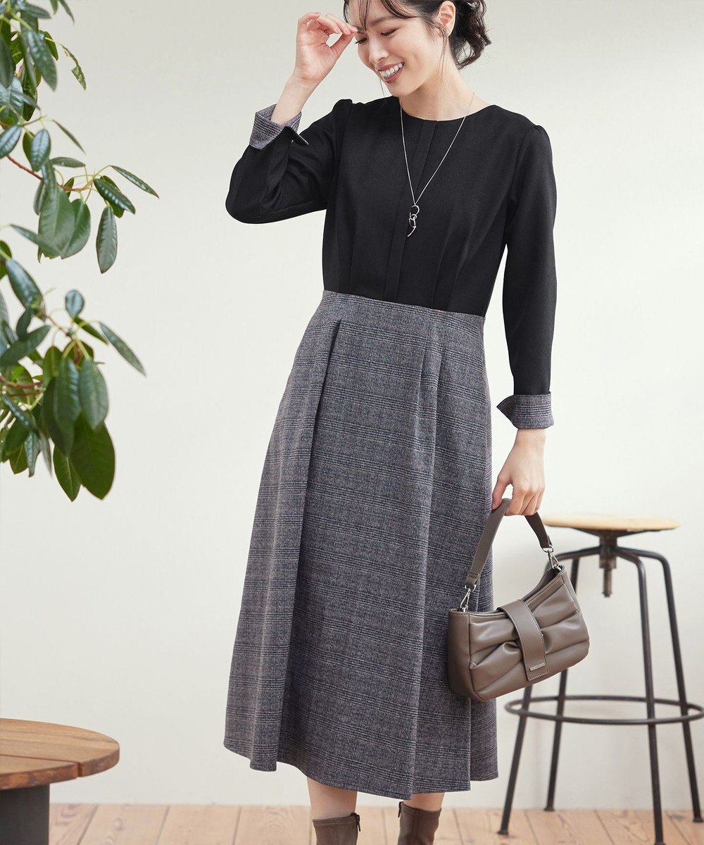 Tiaclasse 【洗える】チェックドッキングワンピース 