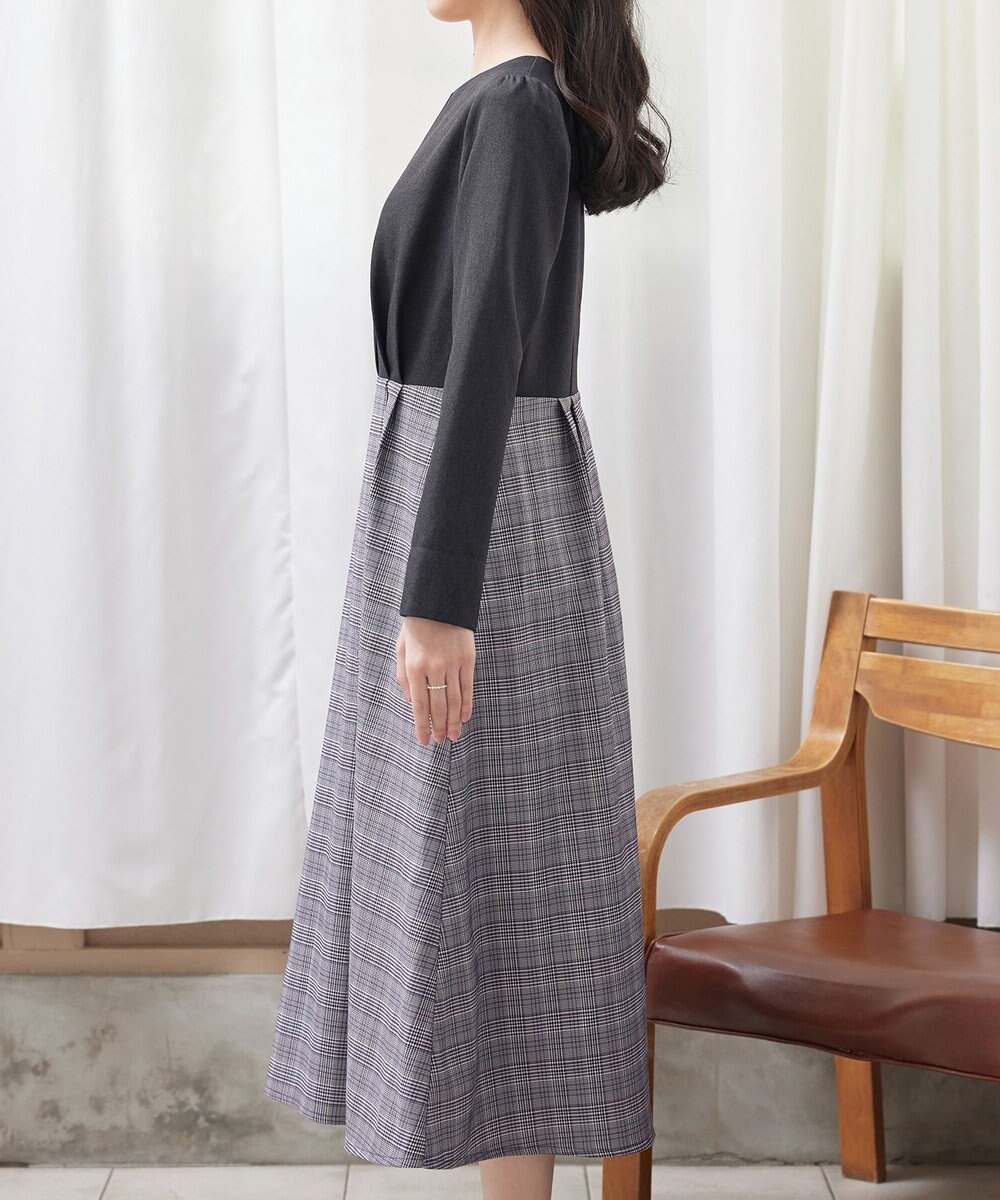 Tiaclasse 【洗える】チェックドッキングワンピース 