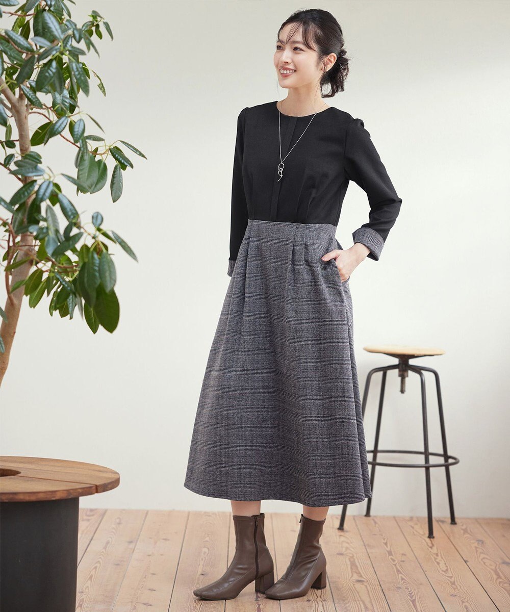 Tiaclasse 【洗える】チェックドッキングワンピース 