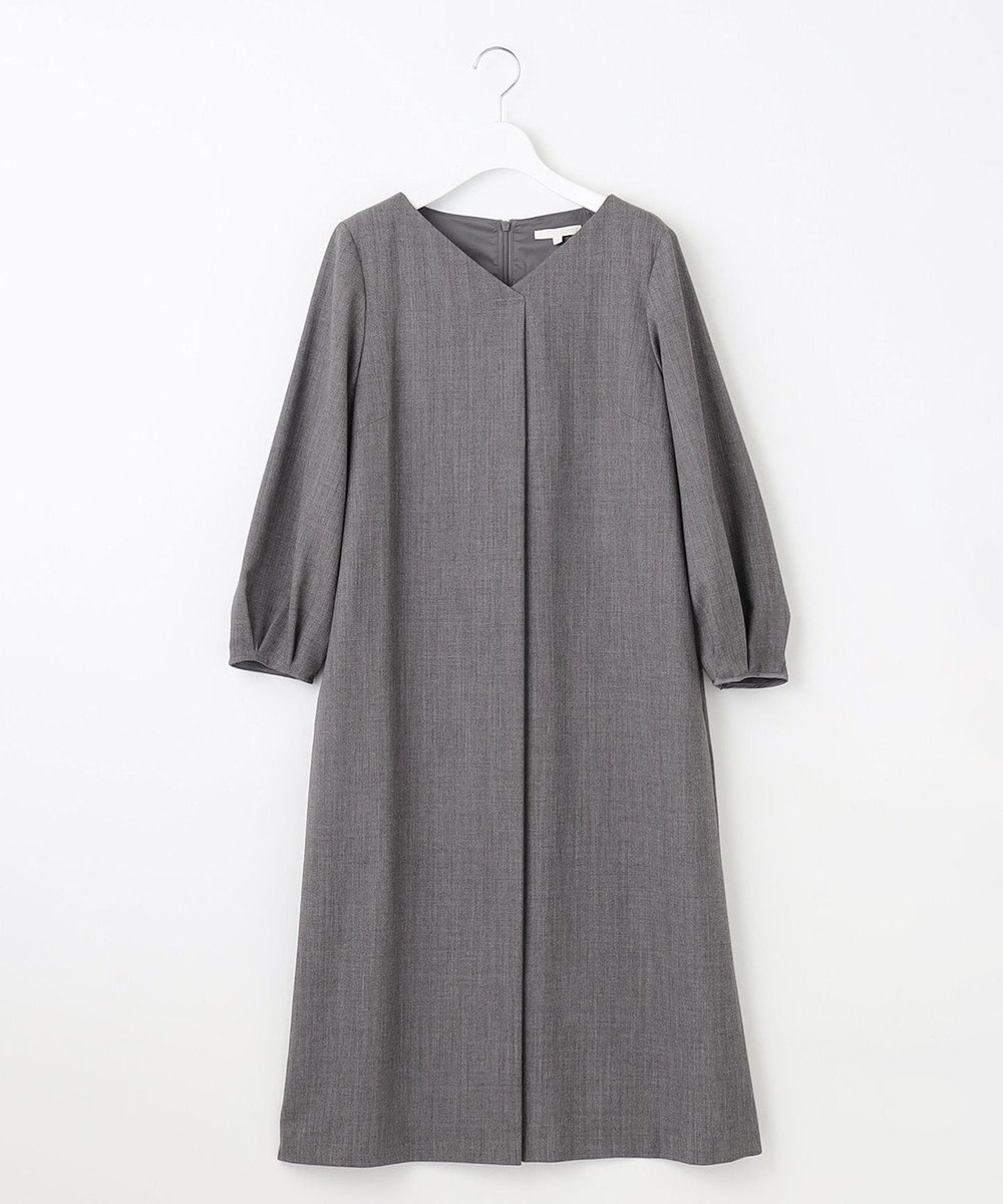 自由区 S 【洗える】ウールミックスストレッチツイル ワンピース 