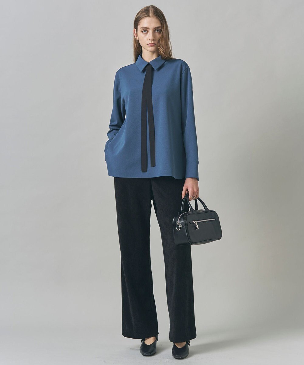 ICB マラボーテＷジョーゼット ボウタイ付きシャツカラートップス 