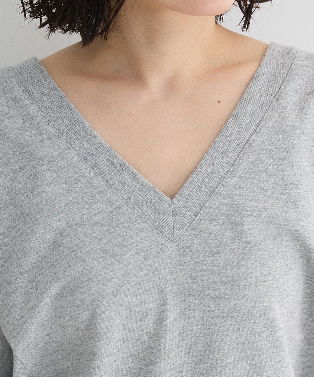 Green Parks 深Ｖネックミニ裏毛フレンチスリーブプルオーバー 