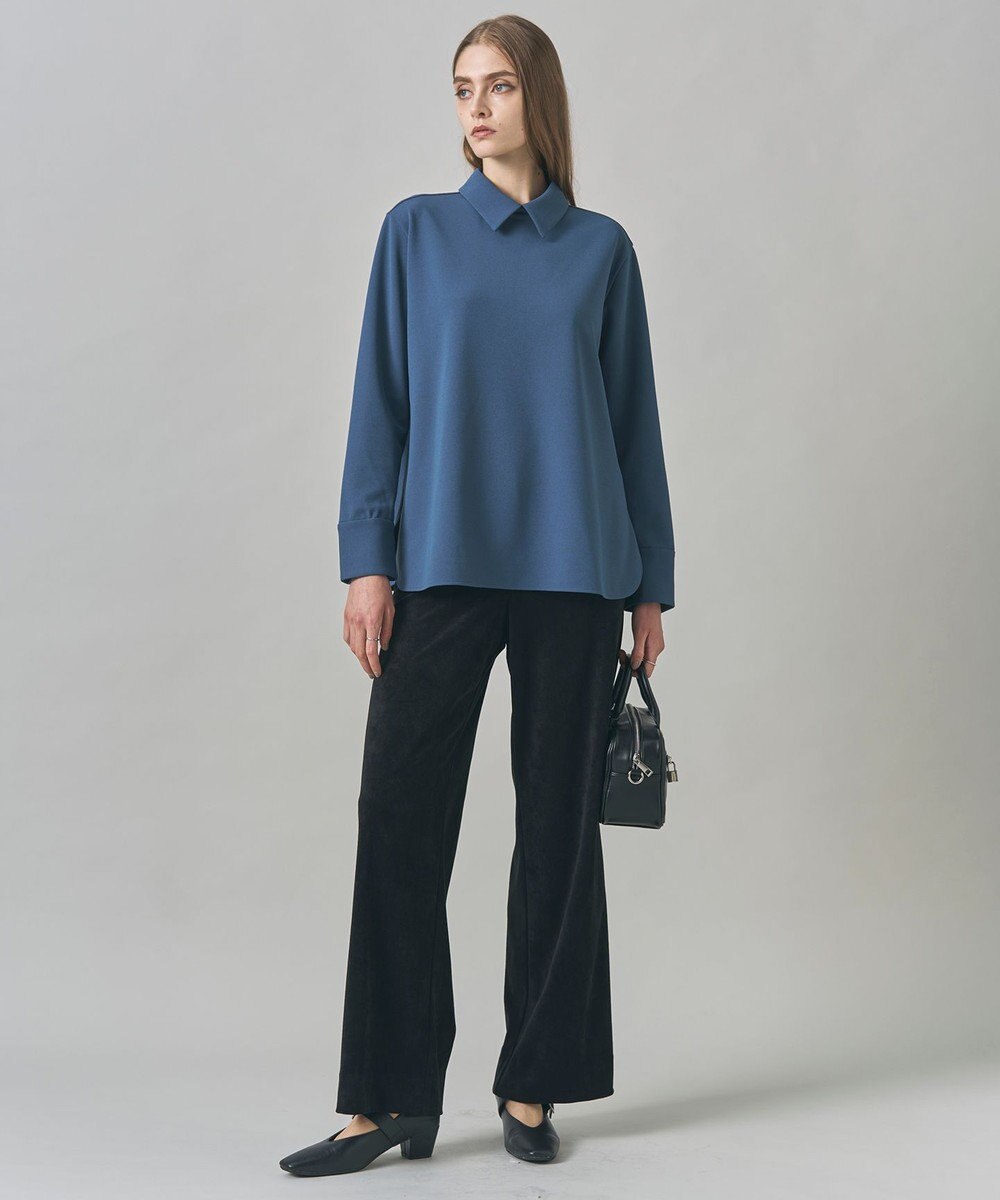 ICB マラボーテＷジョーゼット ボウタイ付きシャツカラートップス 