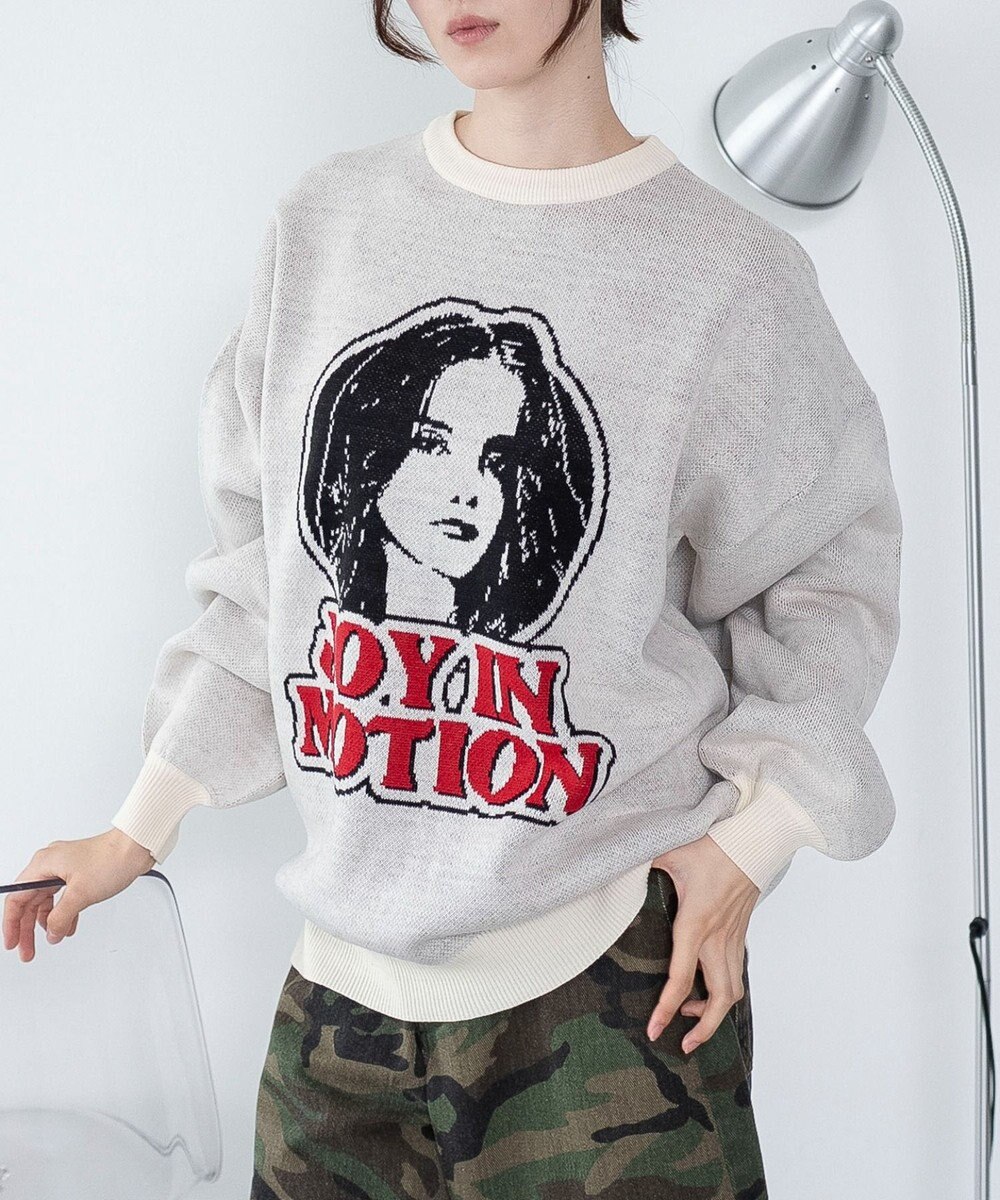 WEGO 【洗える】グラフィックニットBIGプルオーバー 