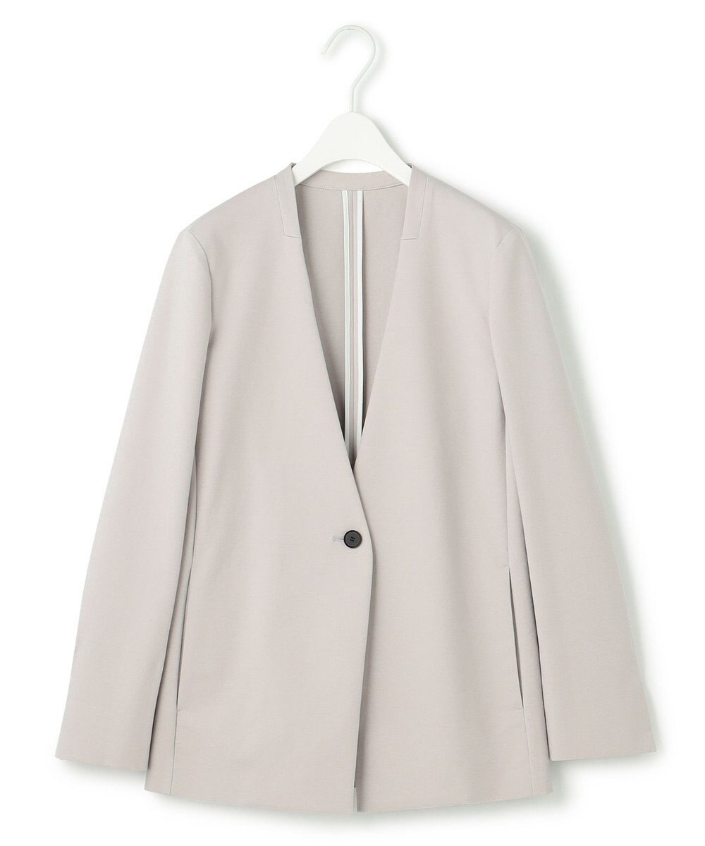 ICB 【洗える】コットンコンプレッシャー ノーカラージャケット 