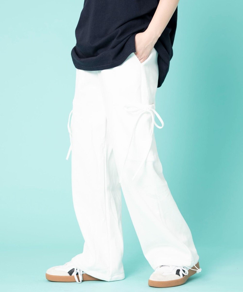 WEGO 【ウエストゴム】リボンカーゴスウェットパンツ 