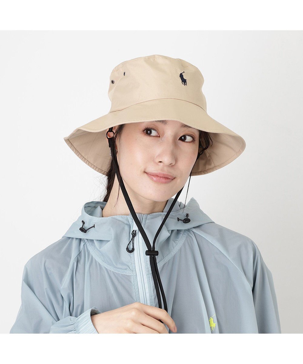 MOONBAT 【遮熱・遮光】POLO RALPH LAUREN（ポロ ラルフ ローレン）ポロポニー刺繍 リップストップ パラソルハット 帽子 あごひも付き 