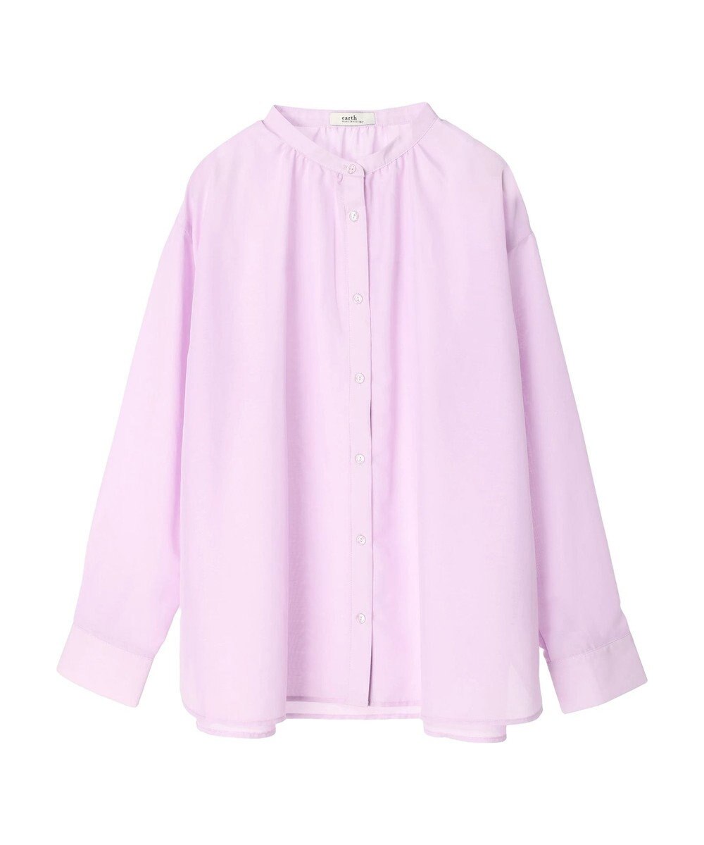 earth music&ecology シアーギャザーネックブラウス 