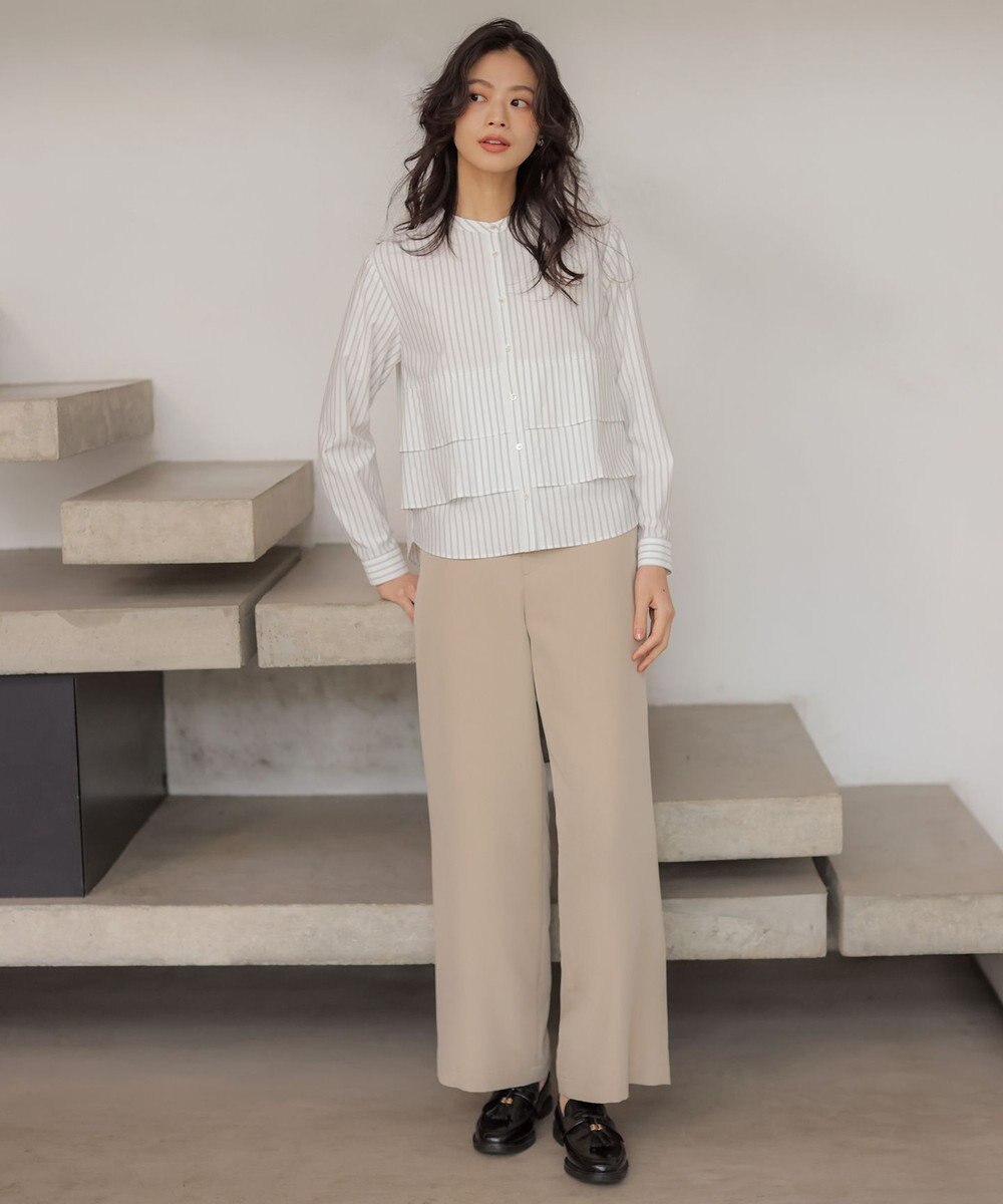 J.PRESS LADIES ストライプジャージー フリル カットソー 