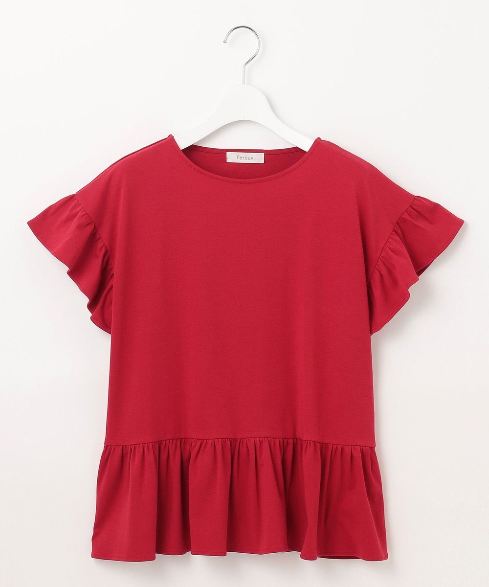 Feroux 【UVケア】フリルスリーブペプラム カットソー 