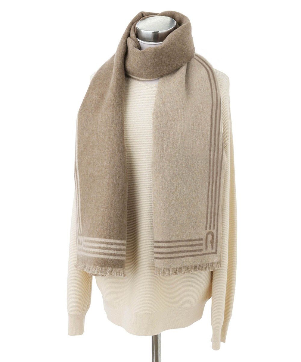 MOONBAT FURLA ウール100%リバーシブルジャカードマフラー/幅40cm 