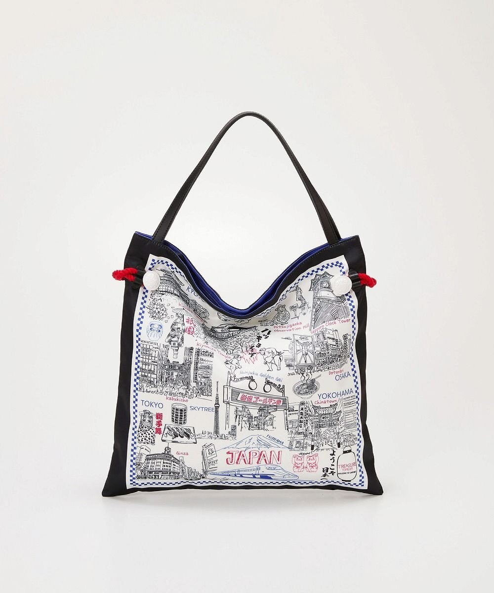 TOPKAPI 【TREASURE TOPKAPI】マイルドサテン スカーフ柄 トートバッグ スーベニアプリント 