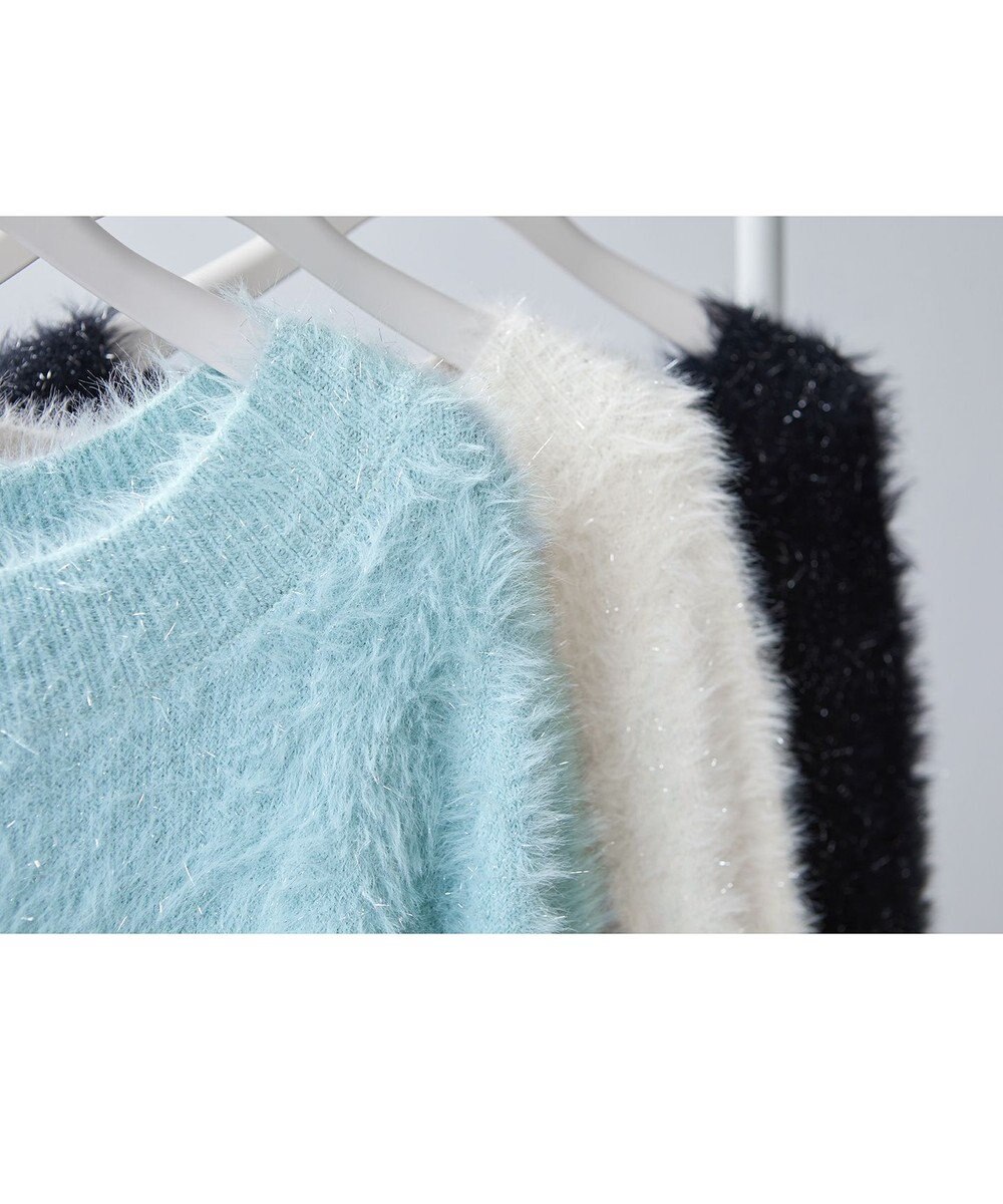 ANY SIS 【洗える】フィルムラメシャギー ニット 