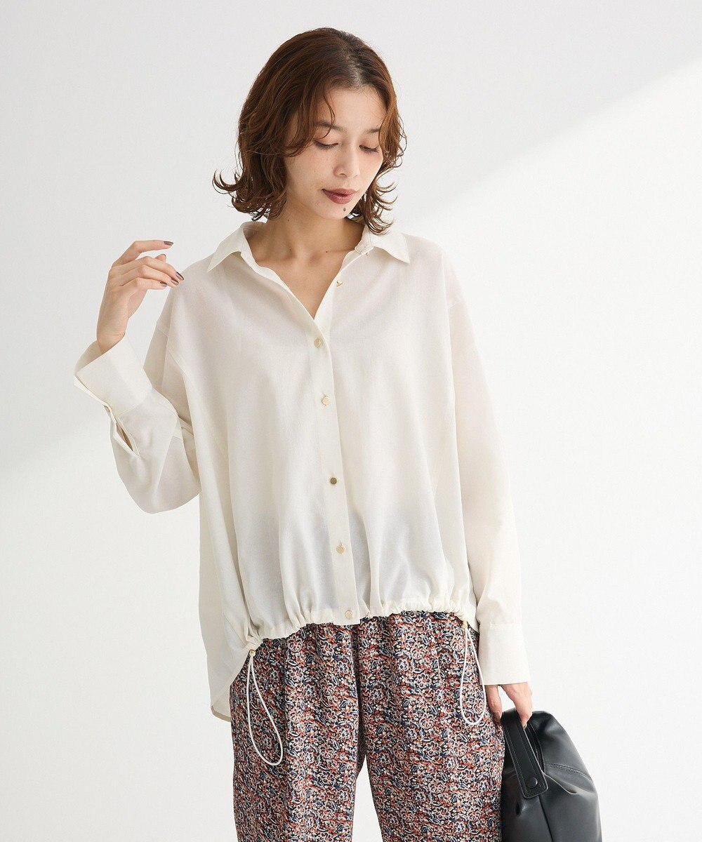 Green Parks 金ボタン裾ドロストシャツ 