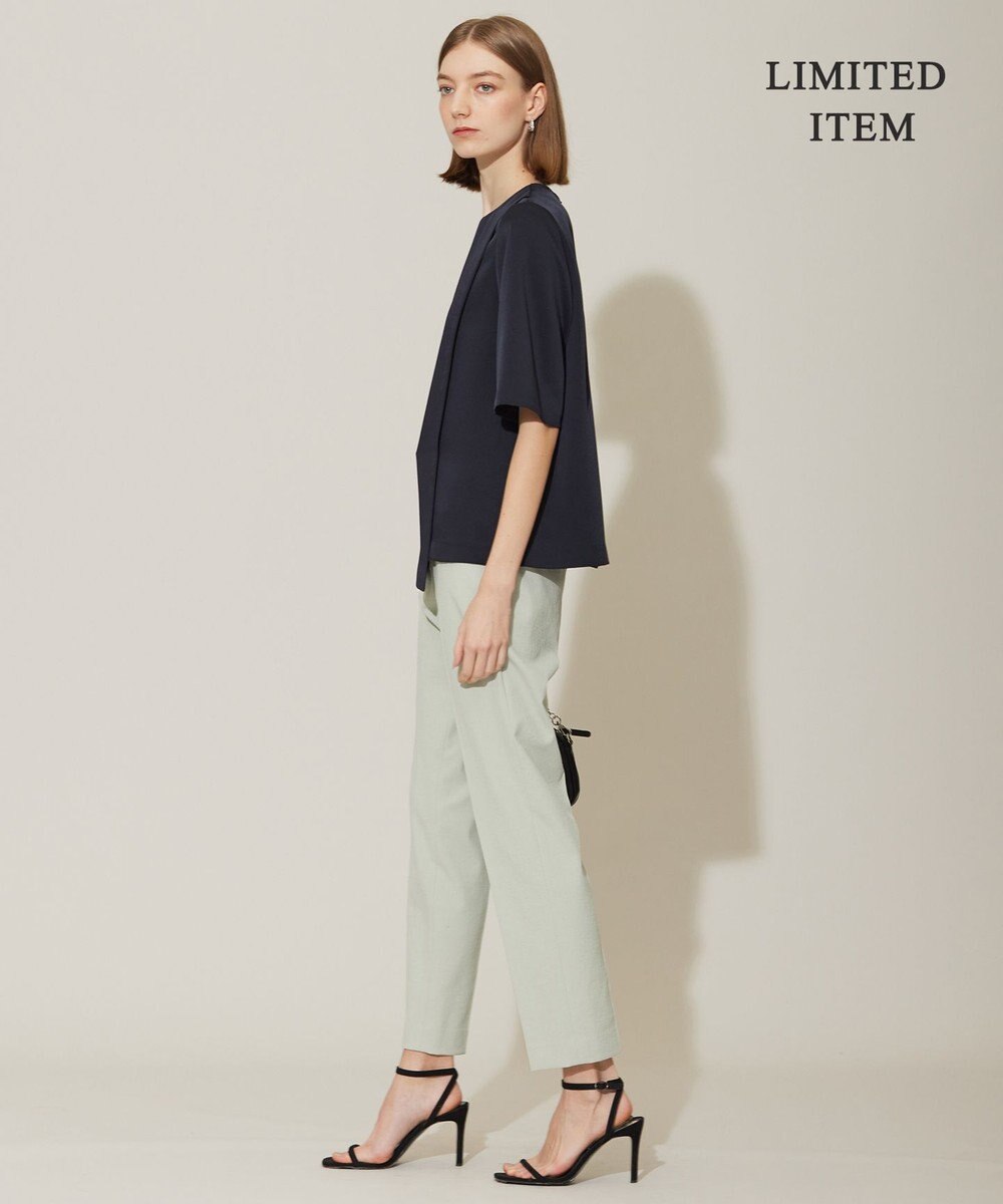 ICB 【WEB限定・洗える】サテンクレープ Tブラウス 