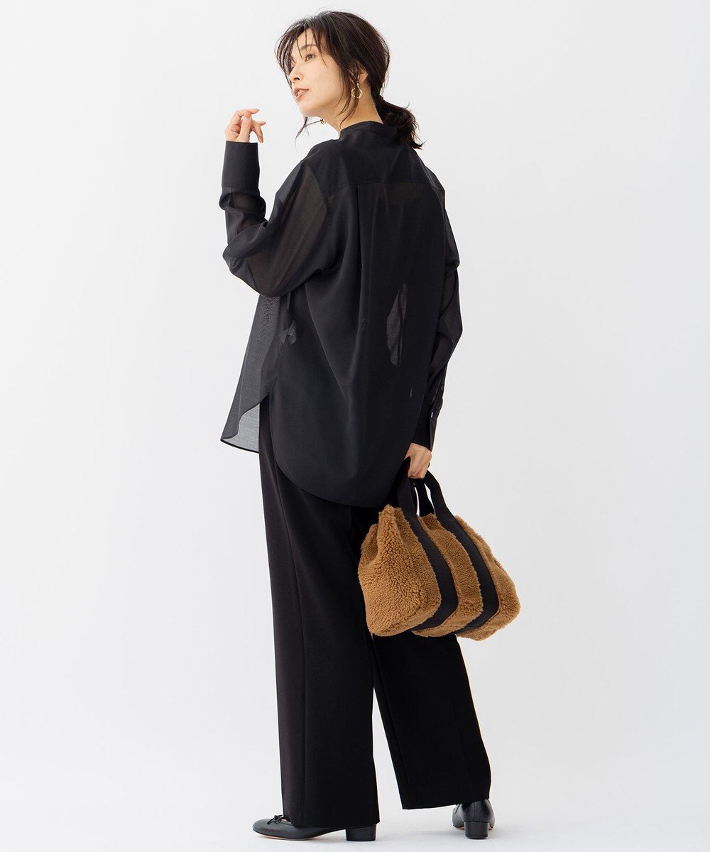 23区 S ウールシアーボイル バンドカラー シャツ 