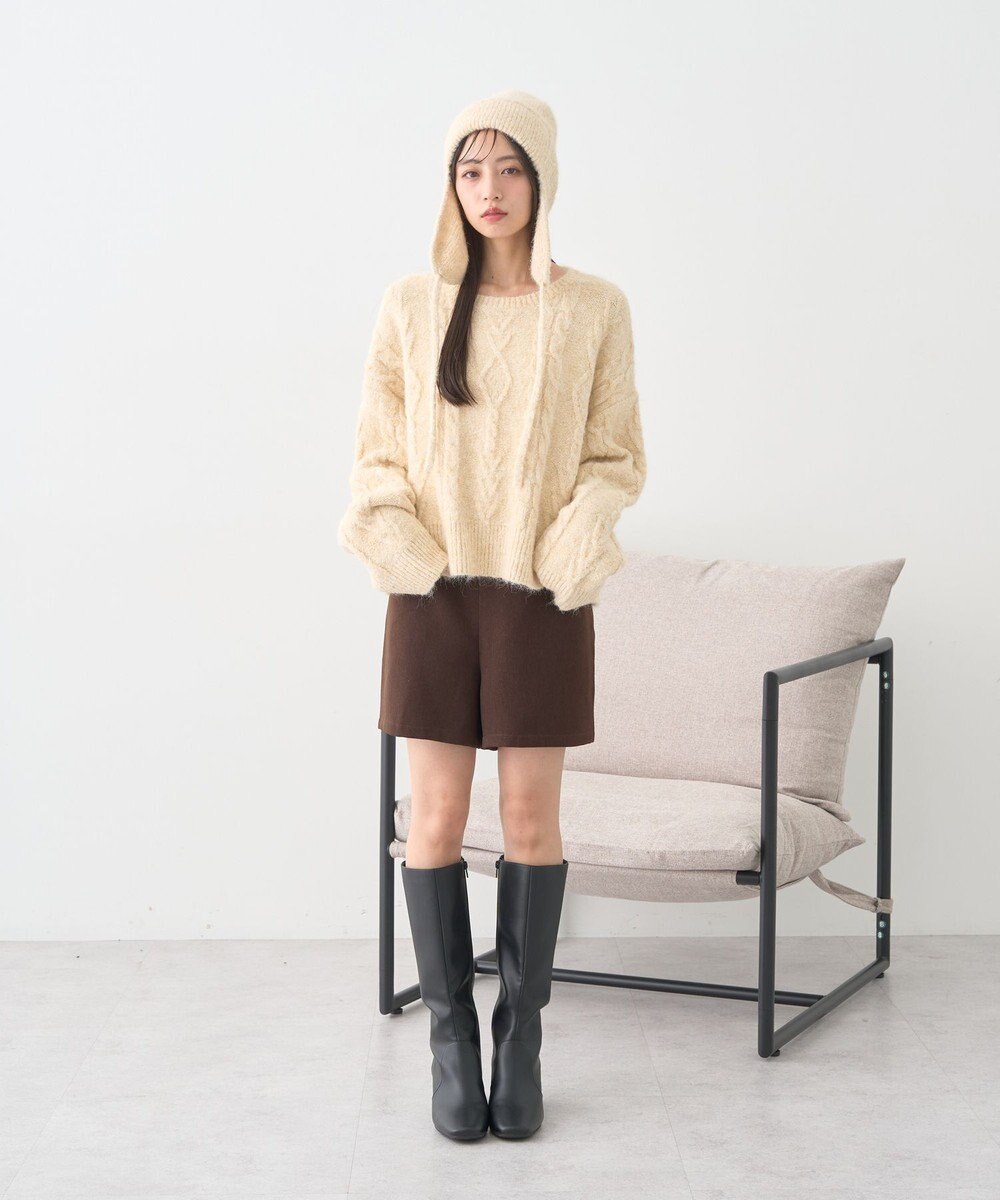 earth music&ecology モヘヤタッチケーブルニットプルオーバー 