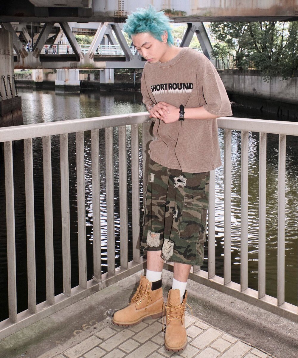 WEGO 【ユニセックス着用ITEM/MLサイズ展開】ブリーチワッフルダメージグラフィックT（SS） 