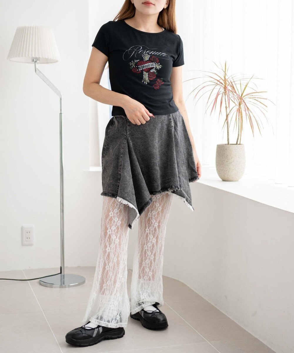 WEGO 【ウエストゴム】イレヘムデニムミニスカート 