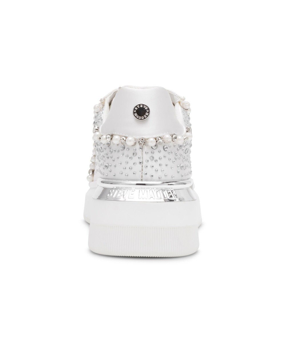 STEVE MADDEN GLORIES パールビジューレースアップスニーカー 