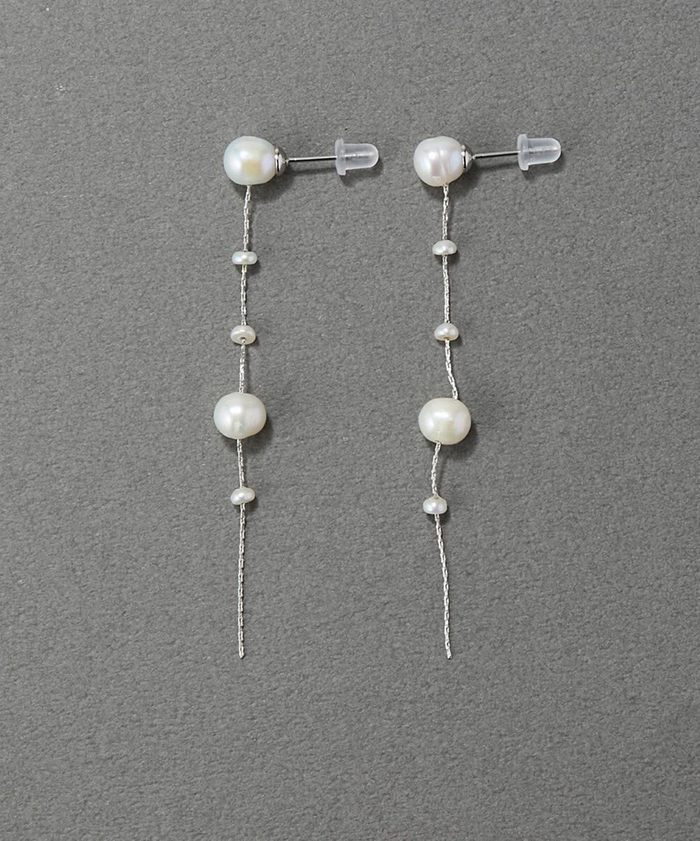 Phoebe 【金属アレルギー対応】パールドロップロングピアス　シルバー 
