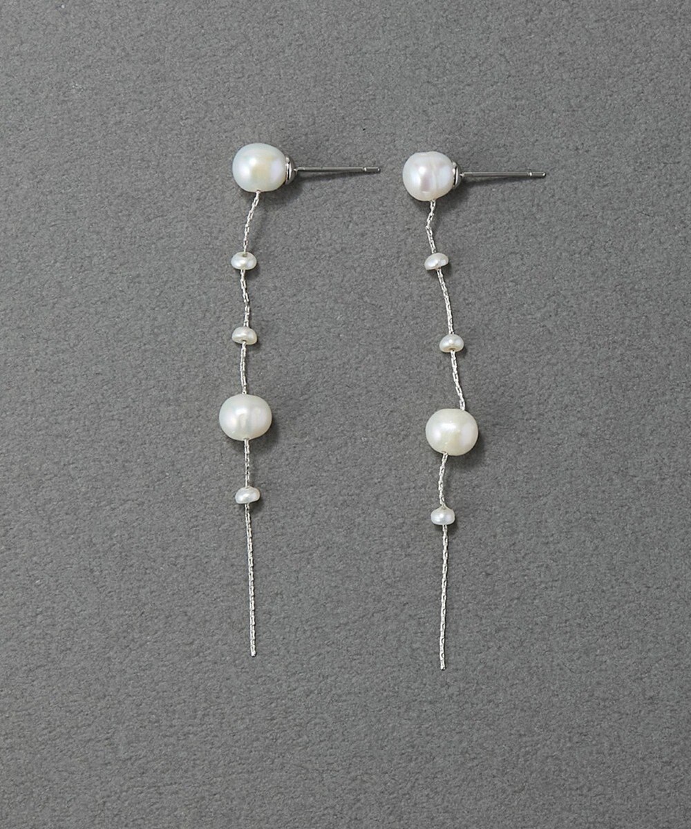 Phoebe 【金属アレルギー対応】パールドロップロングピアス　シルバー 