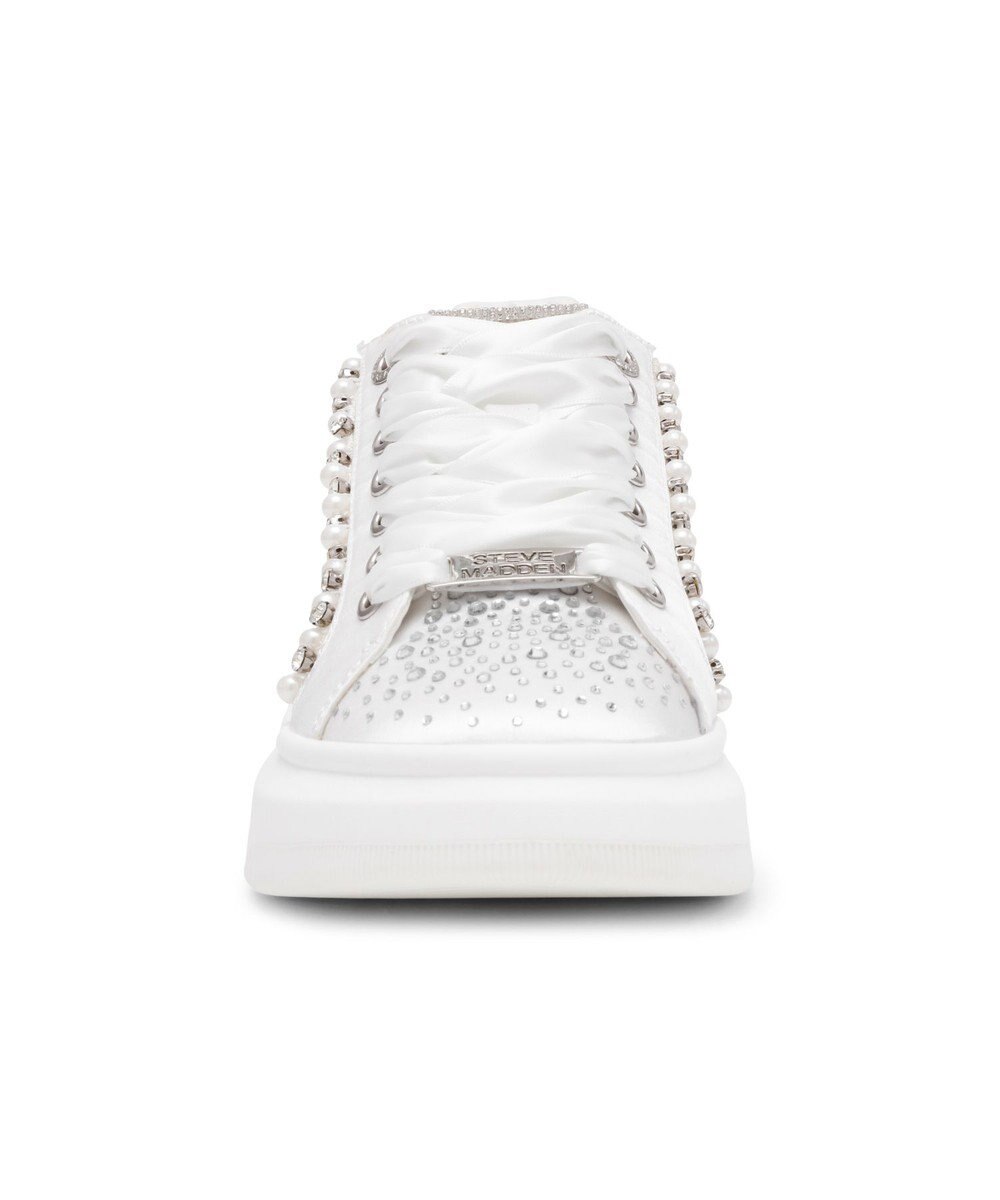STEVE MADDEN GLORIES パールビジューレースアップスニーカー 