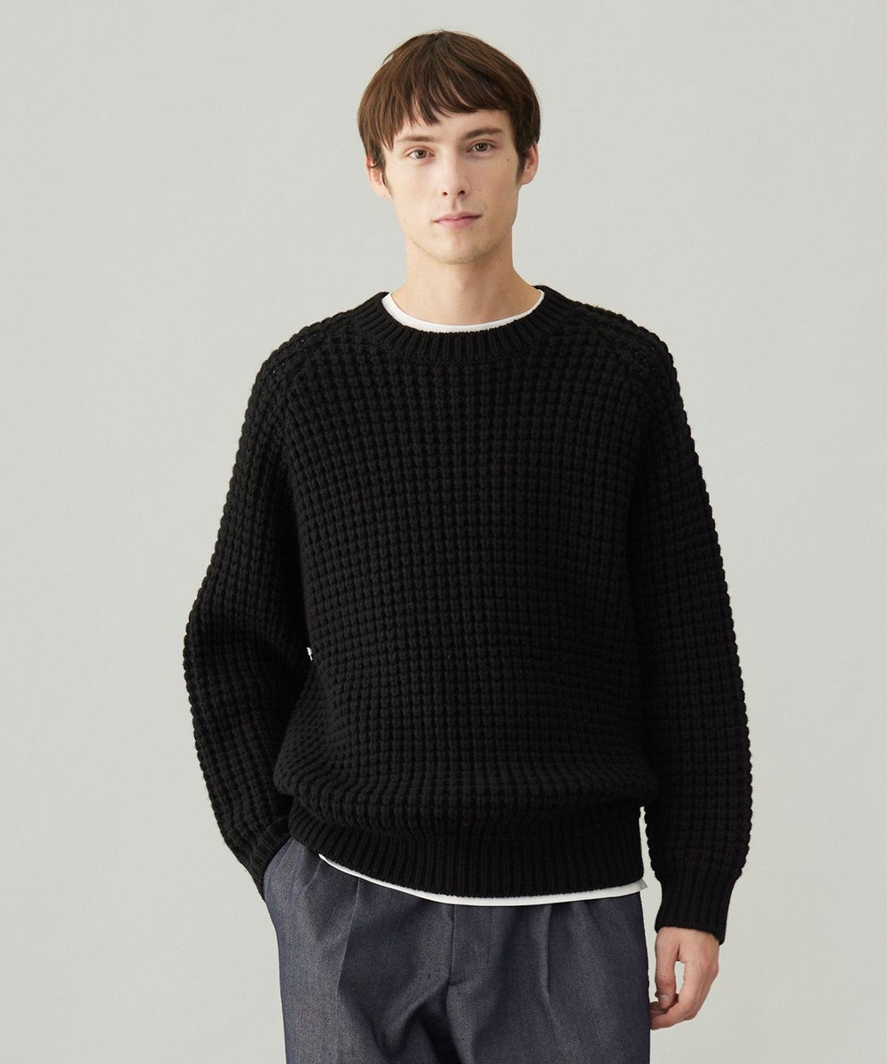 UNFILO MENS 【男女兼用】ウールポップコーン クルーネック ニット 