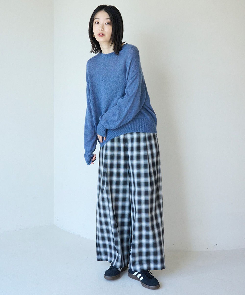 UNFILO シアー オンブレーチェック ワイドパンツ 