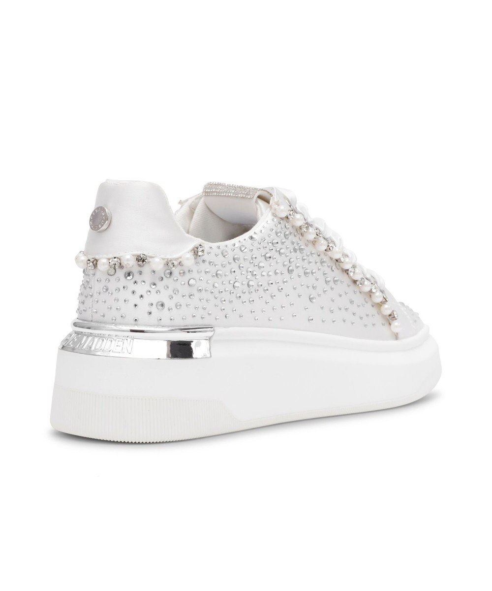 STEVE MADDEN GLORIES パールビジューレースアップスニーカー 