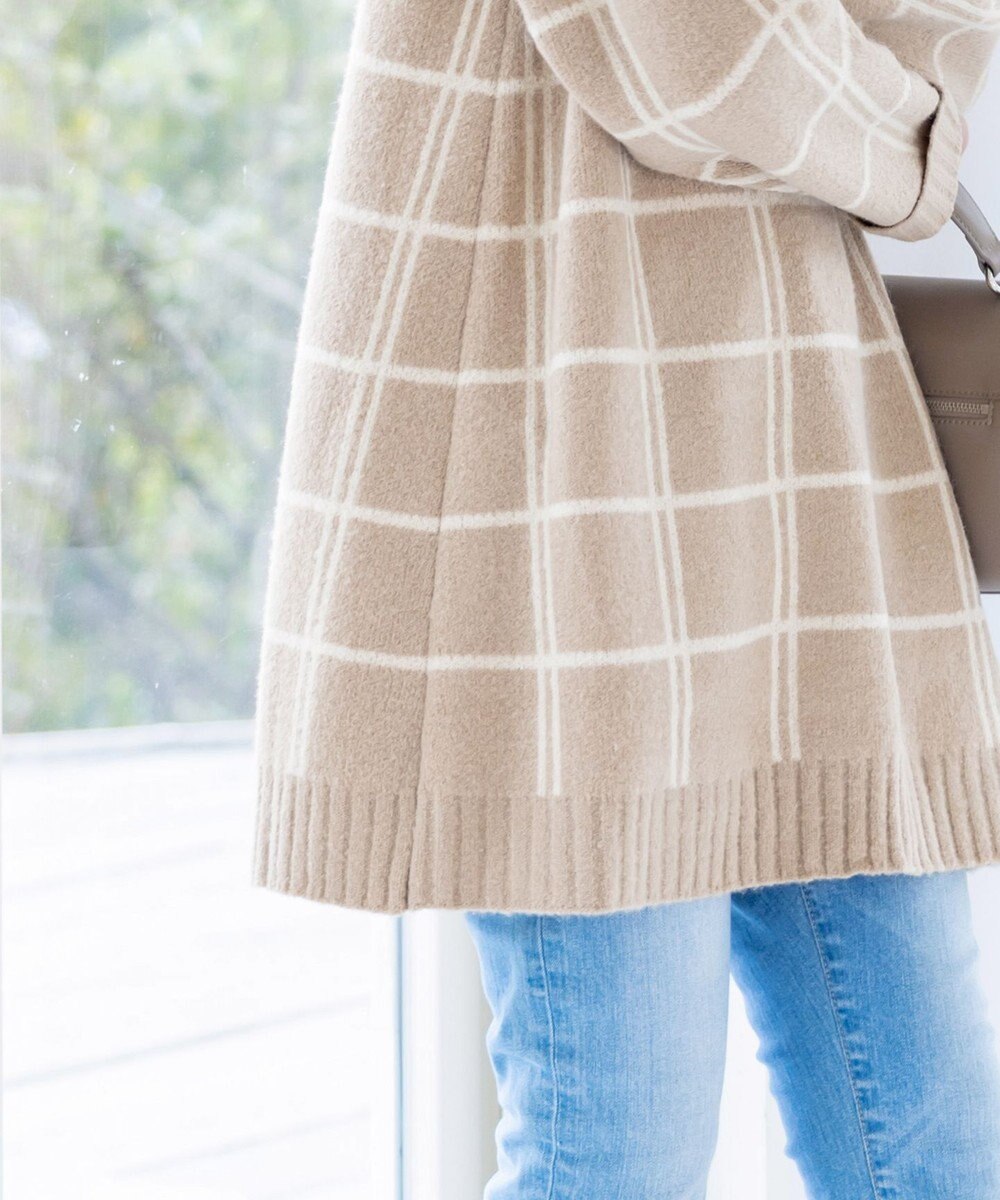 Tiaclasse L 【洗える】チェックジャガードニットチュニック 