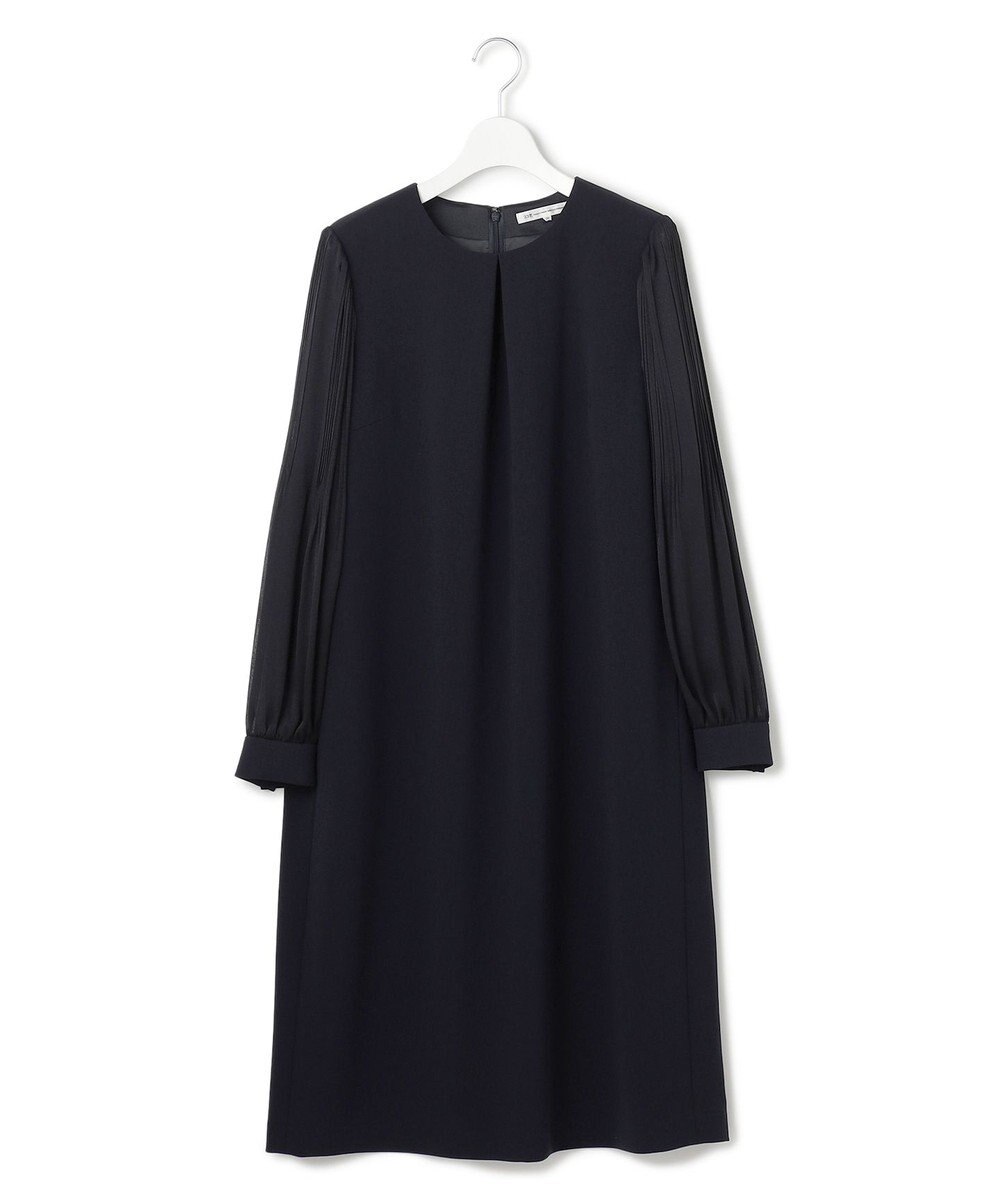 23区 S 【セットアップ対応/洗える】トリアセダブルジョーゼット シフォンスリーブ ワンピース 