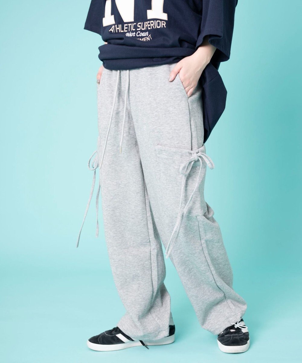 WEGO 【ウエストゴム】リボンカーゴスウェットパンツ 