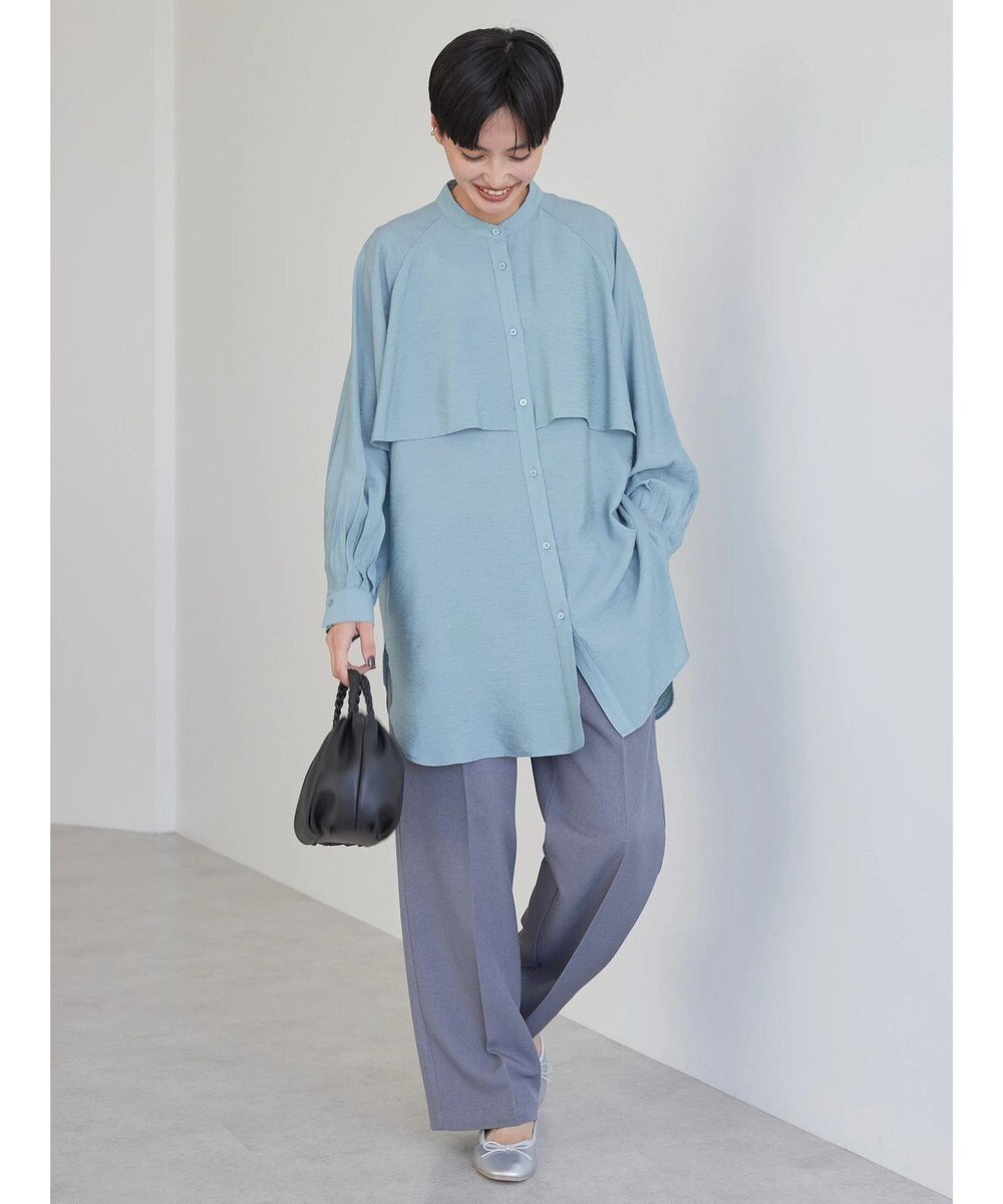 AMERICAN HOLIC バンドカラーフリルシャツチュニック 